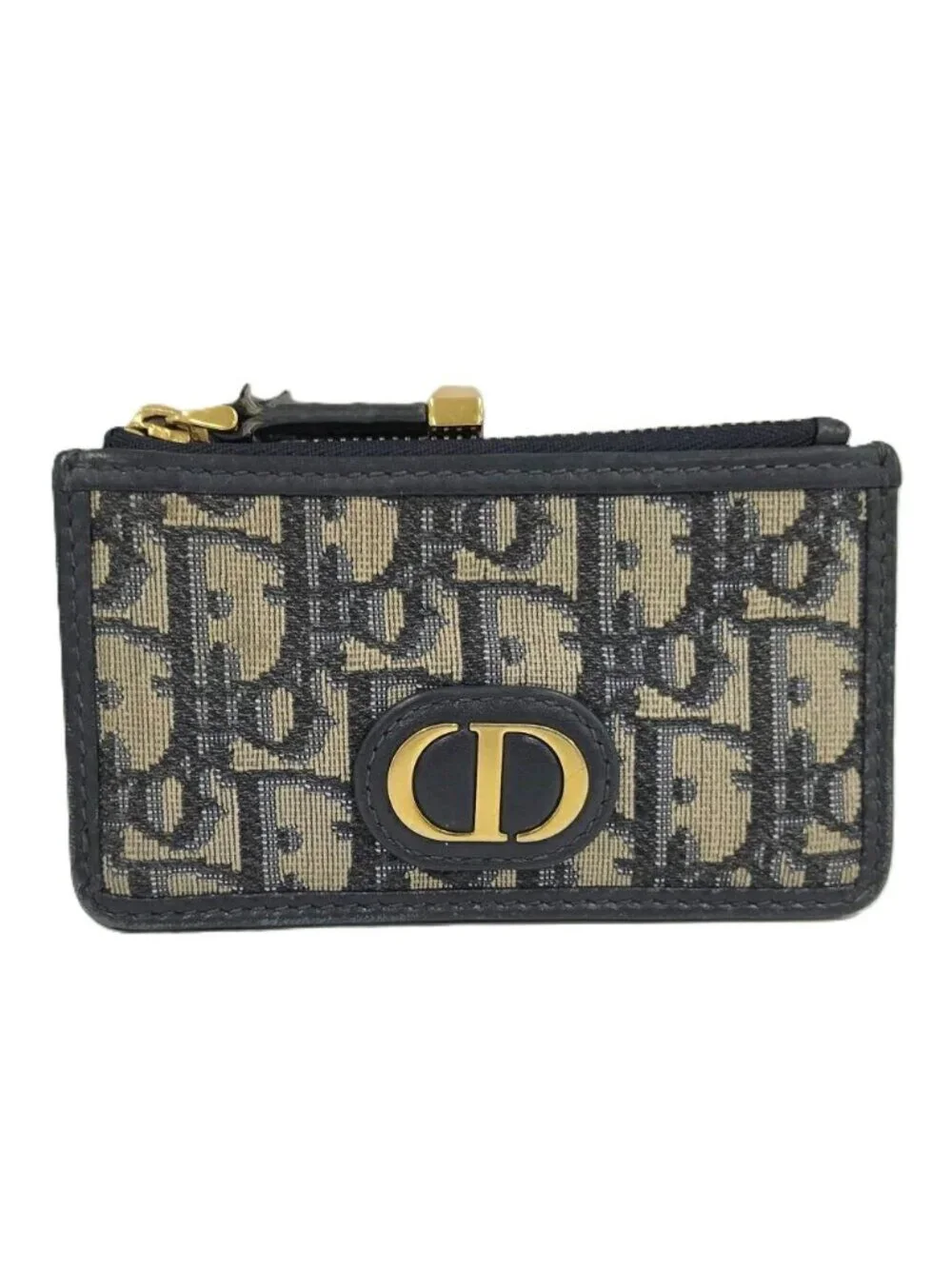 Dior Oblique Coin Case with Key Ring Jacquard Leather Navy